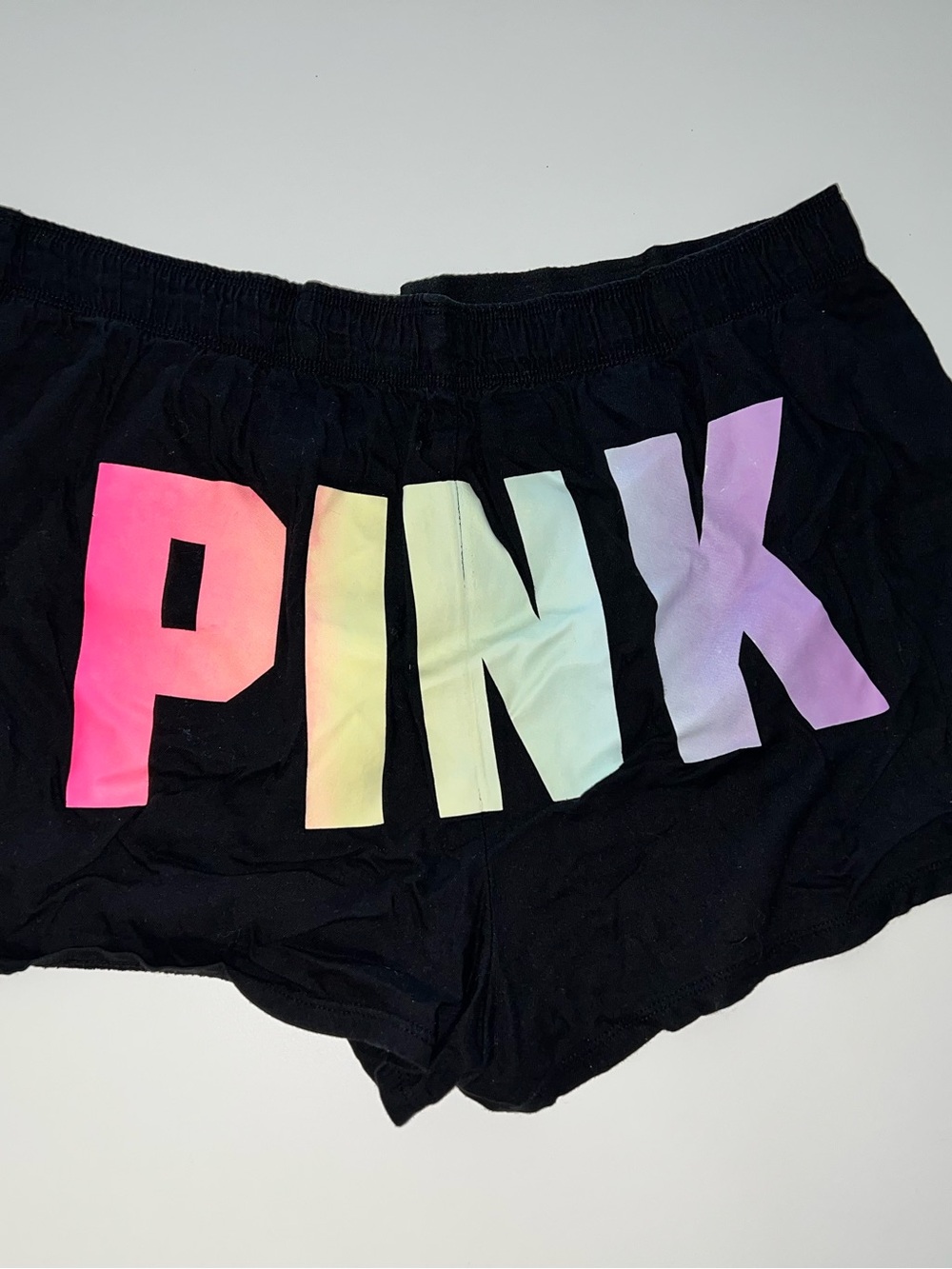 PINK Black Shorts with Pastel Ombre Logo